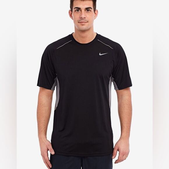 NIKE Men's Dri-Fit Activewear Top Crewneck w/ Mesh Sides Black Gray Size Medium - Picture 1 of 6